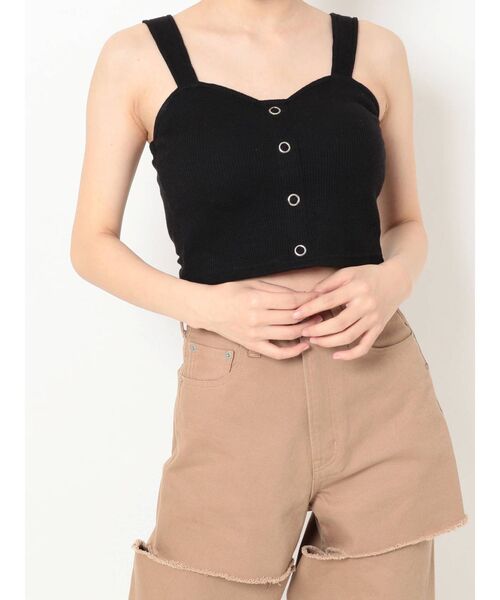 EVRIS（エヴリス）の「ワッフルフロントボタンビスチェ（キャミソール・レディース・ホワイト/ブラック/ベージュ・FREE）」の2枚目の写真