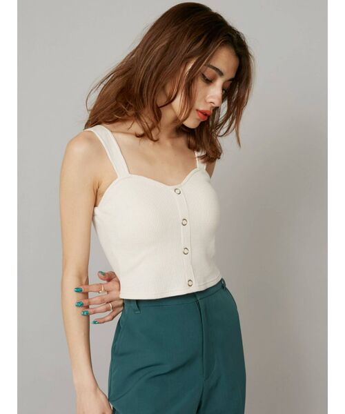 EVRIS（エヴリス）の「ワッフルフロントボタンビスチェ（キャミソール・レディース・ホワイト/ブラック/ベージュ・FREE）」の6枚目の写真