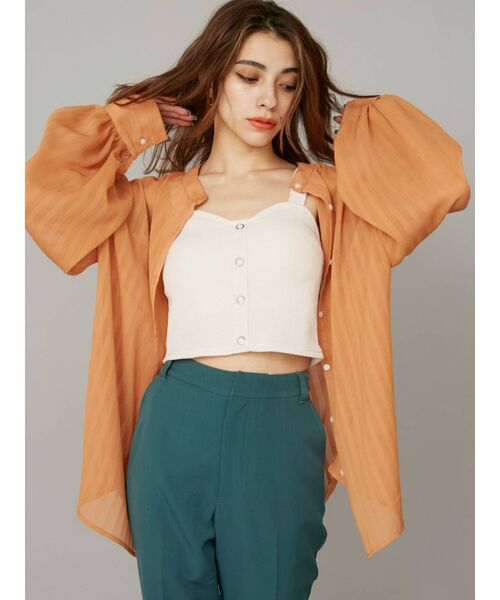 EVRIS（エヴリス）の「ワッフルフロントボタンビスチェ（キャミソール・レディース・ホワイト/ブラック/ベージュ・FREE）」の9枚目の写真