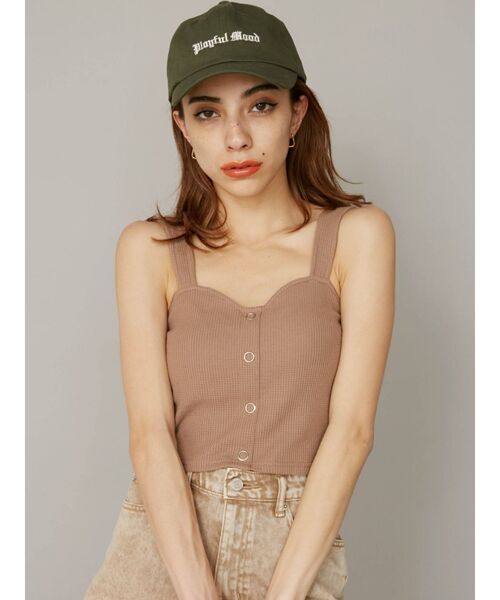 EVRIS（エヴリス）の「ワッフルフロントボタンビスチェ（キャミソール・レディース・ホワイト/ブラック/ベージュ・FREE）」の11枚目の写真