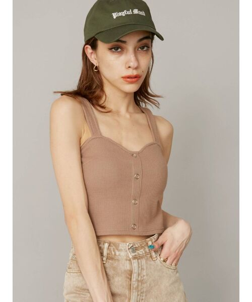 EVRIS（エヴリス）の「ワッフルフロントボタンビスチェ（キャミソール・レディース・ホワイト/ブラック/ベージュ・FREE）」の12枚目の写真