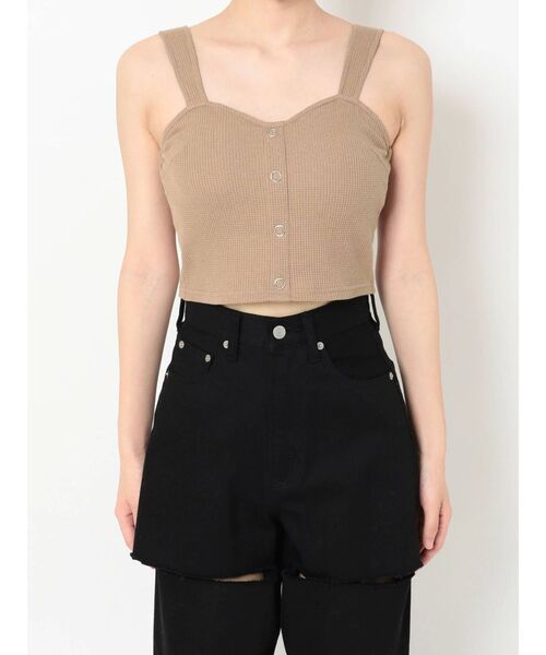 EVRIS（エヴリス）の「ワッフルフロントボタンビスチェ（キャミソール・レディース・ホワイト/ブラック/ベージュ・FREE）」の16枚目の写真