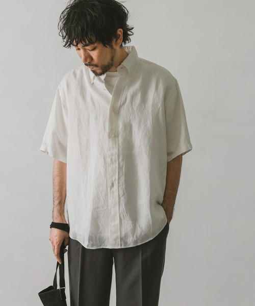 URBAN RESEARCH DOORS(アーバンリサーチドアーズ)の「リネンボタンダウンシャツ(シャツ/ブラウス・メンズ・ブルー/グリーン/ネイビー/オフホワイト・MEDIUM/LARGE)」の6枚目の写真