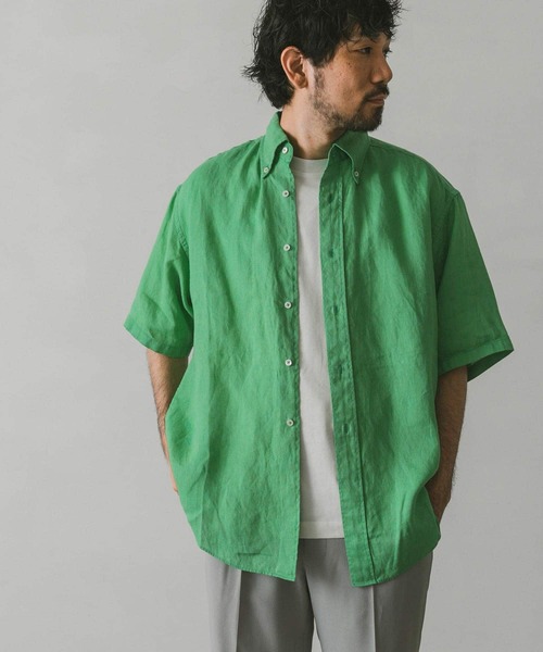 URBAN RESEARCH DOORS(アーバンリサーチドアーズ)の「リネンボタンダウンシャツ(シャツ/ブラウス・メンズ・ブルー/グリーン/ネイビー/オフホワイト・MEDIUM/LARGE)」の12枚目の写真