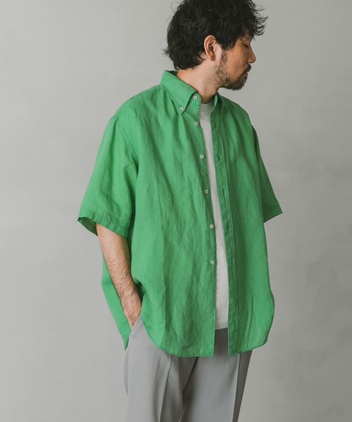 URBAN RESEARCH DOORS(アーバンリサーチドアーズ)の「リネンボタンダウンシャツ(シャツ/ブラウス・メンズ・ブルー/グリーン/ネイビー/オフホワイト・MEDIUM/LARGE)」の13枚目の写真