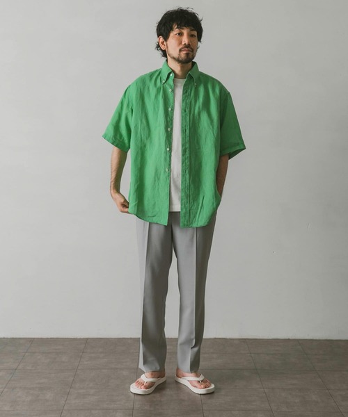 URBAN RESEARCH DOORS(アーバンリサーチドアーズ)の「リネンボタンダウンシャツ(シャツ/ブラウス・メンズ・ブルー/グリーン/ネイビー/オフホワイト・MEDIUM/LARGE)」の18枚目の写真