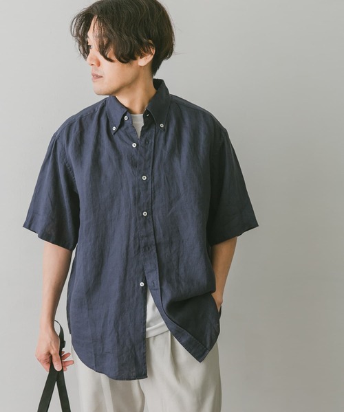 URBAN RESEARCH DOORS(アーバンリサーチドアーズ)の「リネンボタンダウンシャツ(シャツ/ブラウス・メンズ・ブルー/グリーン/ネイビー/オフホワイト・MEDIUM/LARGE)」の20枚目の写真