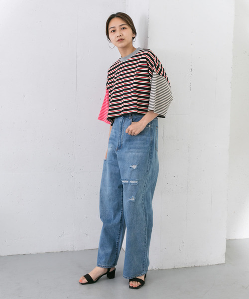 KBF（ケイビーエフ）の「マルチパターンボーダーカットソー（Tシャツ/カットソー・レディース・ブラック系その他/ベージュ系その他/グリーン系その他・ONE）」の17枚目の写真