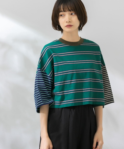 KBF（ケイビーエフ）の「マルチパターンボーダーカットソー（Tシャツ/カットソー・レディース・ブラック系その他/ベージュ系その他/グリーン系その他・ONE）」の21枚目の写真