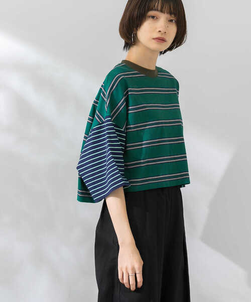 KBF（ケイビーエフ）の「マルチパターンボーダーカットソー（Tシャツ/カットソー・レディース・ブラック系その他/ベージュ系その他/グリーン系その他・ONE）」の10枚目の写真