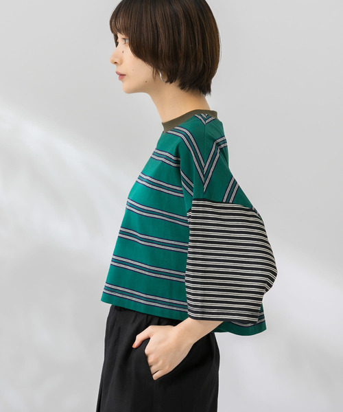KBF（ケイビーエフ）の「マルチパターンボーダーカットソー（Tシャツ/カットソー・レディース・ブラック系その他/ベージュ系その他/グリーン系その他・ONE）」の11枚目の写真