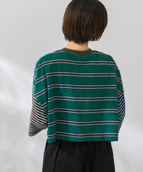 KBF（ケイビーエフ）の「マルチパターンボーダーカットソー（Tシャツ/カットソー・レディース・ブラック系その他/ベージュ系その他/グリーン系その他・ONE）」の12枚目の写真