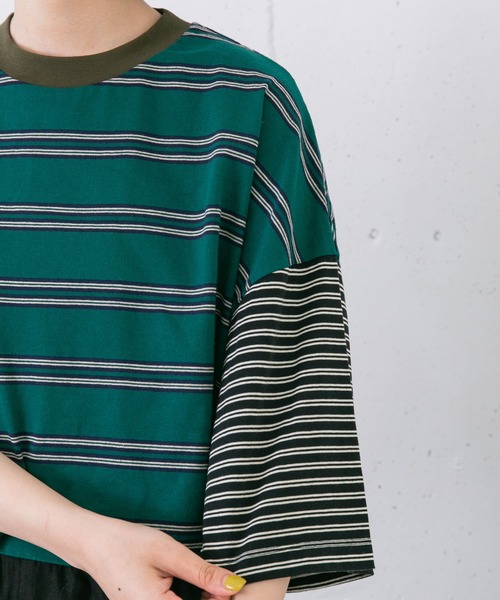 KBF（ケイビーエフ）の「マルチパターンボーダーカットソー（Tシャツ/カットソー・レディース・ブラック系その他/ベージュ系その他/グリーン系その他・ONE）」の7枚目の写真