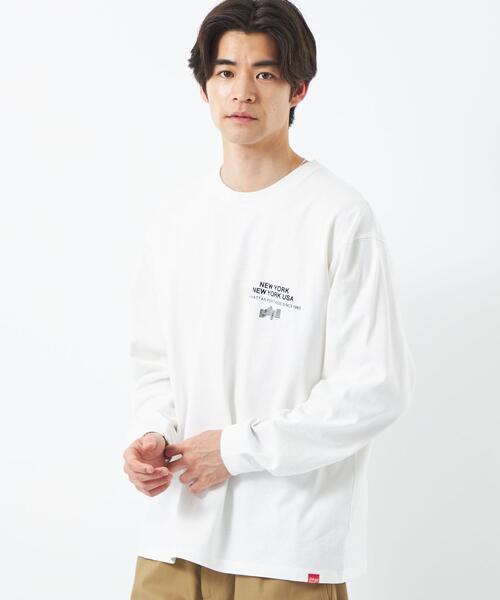 Manhattan Portage(マンハッタンポーテージ)の「【別注】<Manhattan Portage×GLR> ロゴ プリント 長袖 カットソー ロンT(Tシャツ/カットソー・メンズ・ホワイト/ダークグリーン・S/M/L)」の1枚目の写真