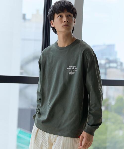 Manhattan Portage(マンハッタンポーテージ)の「【別注】<Manhattan Portage×GLR> ロゴ プリント 長袖 カットソー ロンT(Tシャツ/カットソー・メンズ・ホワイト/ダークグリーン・S/M/L)」の2枚目の写真