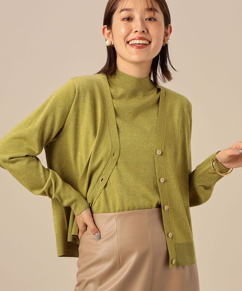 NOLLEY’S Sophi(ノーリーズソフィ)の「《手洗い可能》ラメVネックカーディガン(カーディガン/ボレロ・レディース・ライトグリーン/ブラウン/ベージュ/ブラック・36/38)」の10枚目の写真