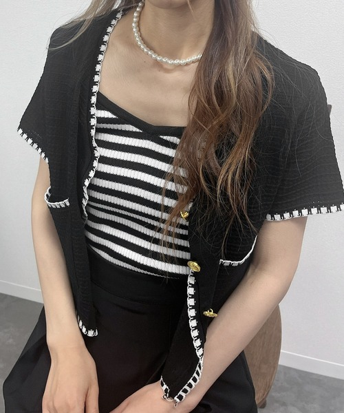 Rmine(アールマイン)の「ボーダーリブニットキャミ(キャミソール・レディース・ピンク/グレー/ブラック・FREE)」の6枚目の写真