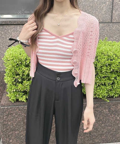 Rmine(アールマイン)の「ボーダーリブニットキャミ(キャミソール・レディース・ピンク/グレー/ブラック・FREE)」の8枚目の写真