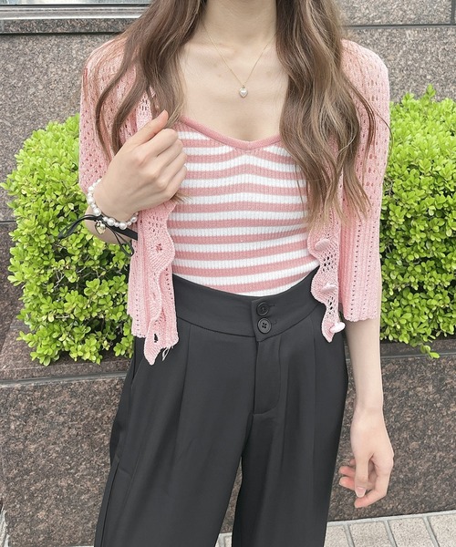 Rmine(アールマイン)の「ボーダーリブニットキャミ(キャミソール・レディース・ピンク/グレー/ブラック・FREE)」の10枚目の写真