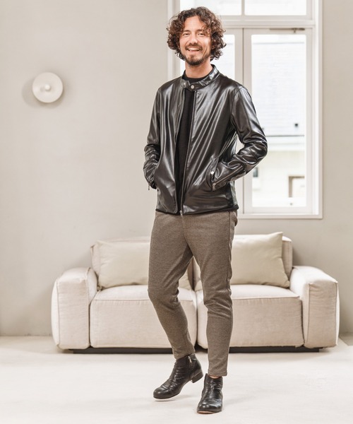 Magine（マージン）の「mj8740- SYNTHETIC LEATHER SINGLE RIDERS JACKET ライダースジャケット（ライダースジャケット・メンズ・チャコール/ブルーグリーン/ブラック・48/44/46）」の17枚目の写真