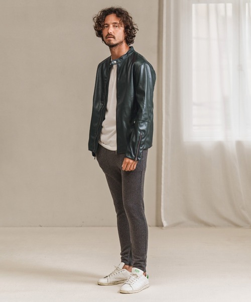 Magine（マージン）の「mj8740- SYNTHETIC LEATHER SINGLE RIDERS JACKET ライダースジャケット（ライダースジャケット・メンズ・チャコール/ブルーグリーン/ブラック・48/44/46）」の10枚目の写真