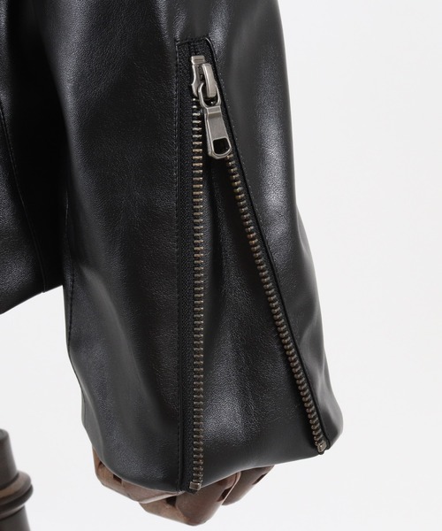 Magine（マージン）の「mj8740- SYNTHETIC LEATHER SINGLE RIDERS JACKET ライダースジャケット（ライダースジャケット・メンズ・チャコール/ブルーグリーン/ブラック・48/44/46）」の19枚目の写真