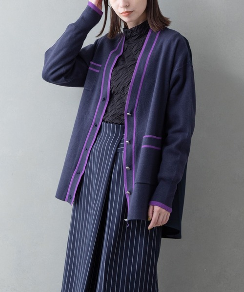 MARECHAL TERRE(マルシャルテル)の「異素材ドッキングニットカーディガン(カーディガン/ボレロ・レディース・ベージュ/ブラック/チャコールグレー/ネイビー・MEDIUM)」の5枚目の写真
