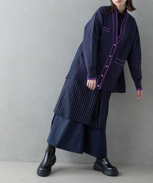 MARECHAL TERRE(マルシャルテル)の「異素材ドッキングニットカーディガン(カーディガン/ボレロ・レディース・ベージュ/ブラック/チャコールグレー/ネイビー・MEDIUM)」の9枚目の写真