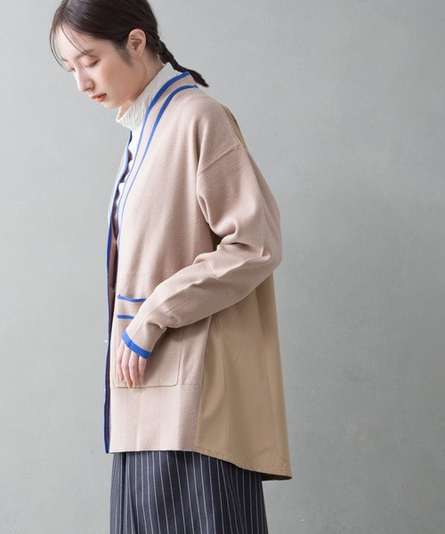 MARECHAL TERRE(マルシャルテル)の「異素材ドッキングニットカーディガン(カーディガン/ボレロ・レディース・ベージュ/ブラック/チャコールグレー/ネイビー・MEDIUM)」の12枚目の写真