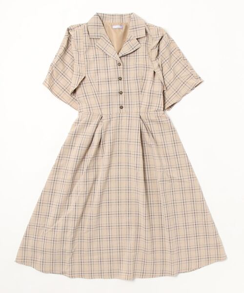 axes femme POETIQUE（アクシーズファムポエティック）の「イレヘムケープシャツ風ＯＰ（ワンピース・レディース・ブラウン/キナリ/チャコール・MEDIUM）」の7枚目の写真