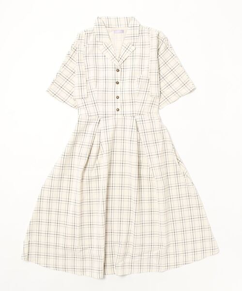 axes femme POETIQUE（アクシーズファムポエティック）の「イレヘムケープシャツ風ＯＰ（ワンピース・レディース・ブラウン/キナリ/チャコール・MEDIUM）」の6枚目の写真