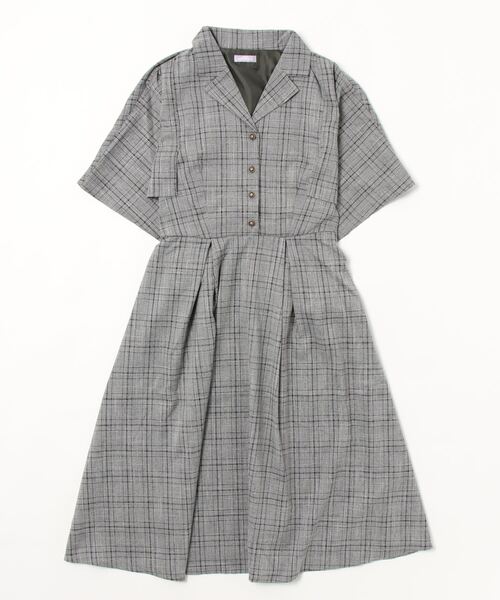 axes femme POETIQUE（アクシーズファムポエティック）の「イレヘムケープシャツ風ＯＰ（ワンピース・レディース・ブラウン/キナリ/チャコール・MEDIUM）」の5枚目の写真