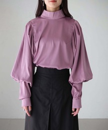 【cheriella】WEB限定ピーチサテンバルーンスリーブブラウス