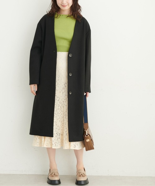 FREE'S MART（フリーズマート）の「◆ジャージメルトンノーカラーコート（ノーカラーコート・レディース・グリーン/ブラック/ブラウン系その他/ベージュ系その他・MEDIUM/SMALL）」の12枚目の写真