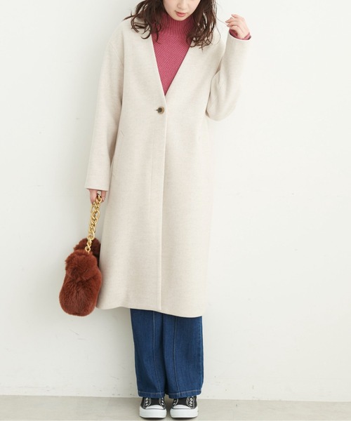 FREE'S MART（フリーズマート）の「◆ジャージメルトンノーカラーコート（ノーカラーコート・レディース・グリーン/ブラック/ブラウン系その他/ベージュ系その他・MEDIUM/SMALL）」の20枚目の写真