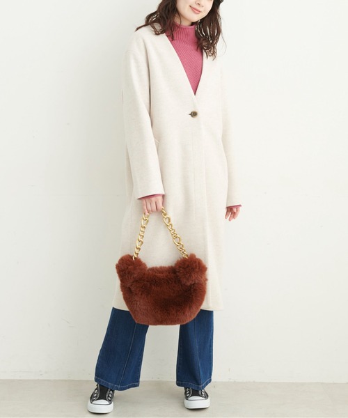 FREE'S MART（フリーズマート）の「◆ジャージメルトンノーカラーコート（ノーカラーコート・レディース・グリーン/ブラック/ブラウン系その他/ベージュ系その他・MEDIUM/SMALL）」の21枚目の写真