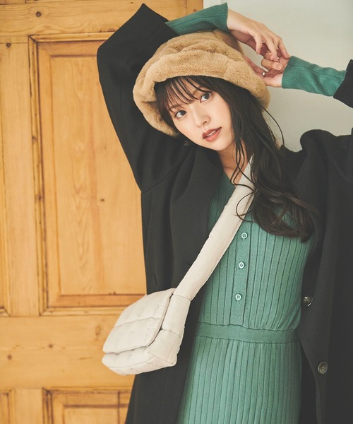 FREE'S MART（フリーズマート）の「◆ジャージメルトンノーカラーコート（ノーカラーコート・レディース・グリーン/ブラック/ブラウン系その他/ベージュ系その他・MEDIUM/SMALL）」の10枚目の写真