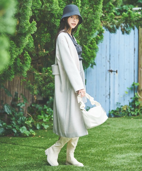 FREE'S MART（フリーズマート）の「◆ジャージメルトンノーカラーコート（ノーカラーコート・レディース・グリーン/ブラック/ブラウン系その他/ベージュ系その他・MEDIUM/SMALL）」の7枚目の写真