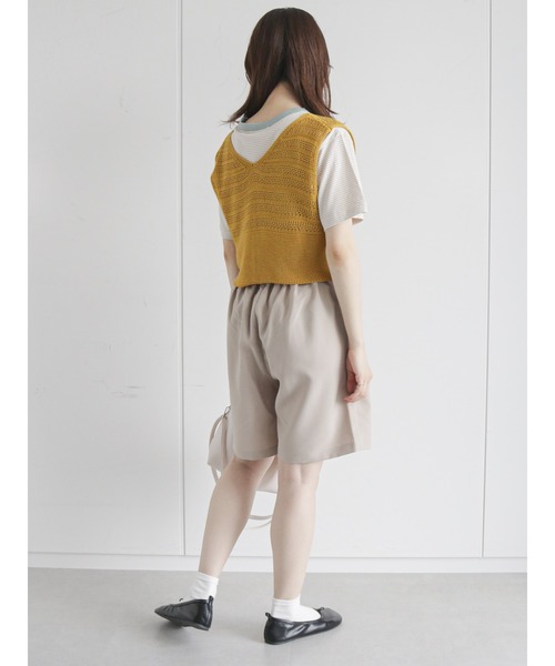 ehka sopo（エヘカソポ）の「透かし編み前開きベスト（ベスト・レディース・キナリ/マスタード/キャメル/ブラック・ﾌﾘ-）」の9枚目の写真