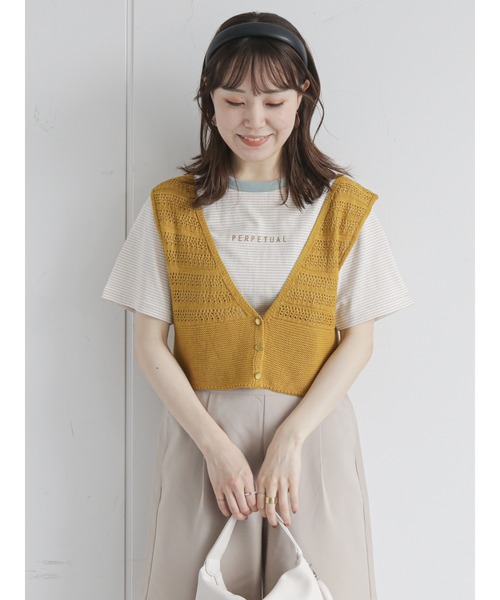 ehka sopo（エヘカソポ）の「透かし編み前開きベスト（ベスト）」 - WEAR