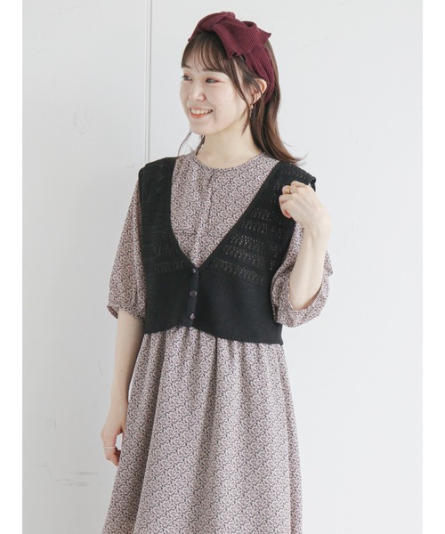 ehka sopo（エヘカソポ）の「透かし編み前開きベスト（ベスト・レディース・キナリ/マスタード/キャメル/ブラック・ﾌﾘ-）」の18枚目の写真