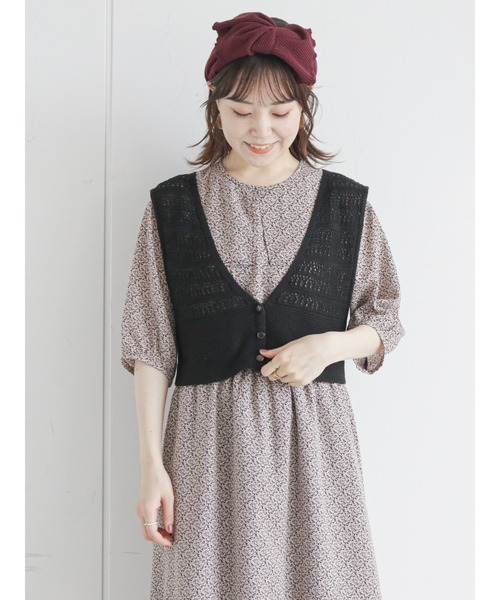 ehka sopo（エヘカソポ）の「透かし編み前開きベスト（ベスト・レディース・キナリ/マスタード/キャメル/ブラック・ﾌﾘ-）」の19枚目の写真