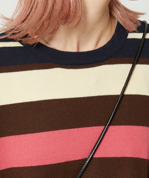 FREAK'S STORE（フリークスストア）の「【WEB限定】マルチボーダーニットロングスリーブTシャツ（ニット/セーター・レディース・ブラウン/イエロー/グリーン/ネイビー・ﾌﾘ-）」の18枚目の写真