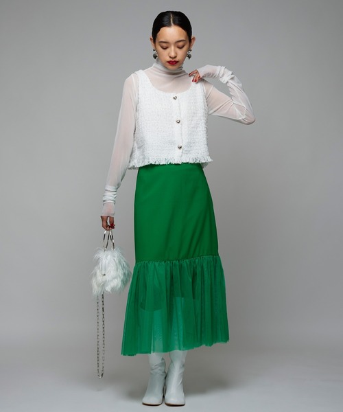 Narcissus（ナルシス）の「【Narcissus】チュールマーメイドスカート（スカート・レディース・ブラック/グリーン・FREE）」の3枚目の写真