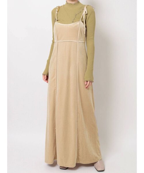 merry jenny（メリージェニー）の「ribbonベロアキャミワンピース（ワンピース・レディース・ボルドー/アイボリー/ブラック・FREE）」の4枚目の写真