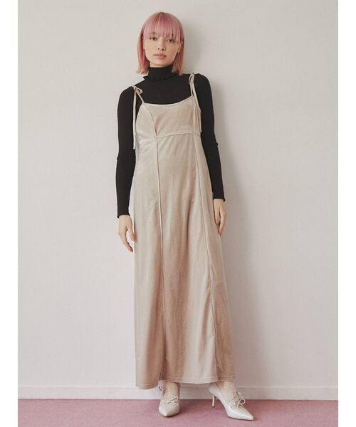 merry jenny（メリージェニー）の「ribbonベロアキャミワンピース（ワンピース・レディース・ボルドー/アイボリー/ブラック・FREE）」の6枚目の写真