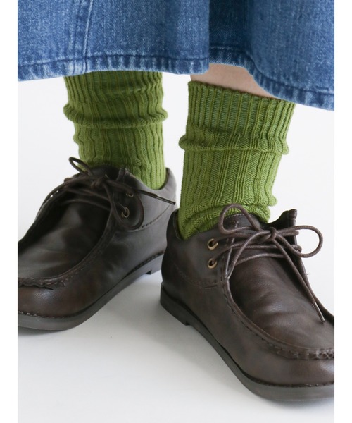 Samansa Mos2（サマンサ モスモス）の「プレーンリブソックス（ソックス/靴下・レディース・ベージュ/レッド/オレンジ/グリーン・ﾌﾘ-）」の3枚目の写真