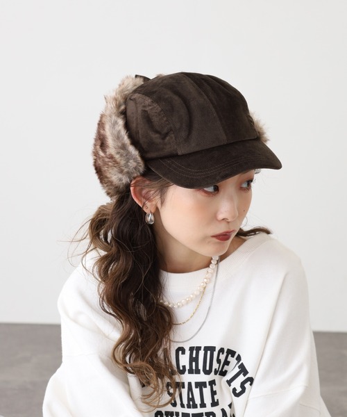 Sense of Grace（センスオブグレース）の「FLIGHT CAP エコファー使い コーデュロイ フライトキャップ（キャップ・メンズ・アイボリー/ブラウン/ベージュ/ブラック・FREE）」の22枚目の写真