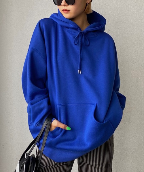 SHAGGIE(シャギー)の「バックメッセージプリントオーバー裏起毛パーカー(パーカー・レディース・グレー/ブルー/ピンク・FREE)」の5枚目の写真