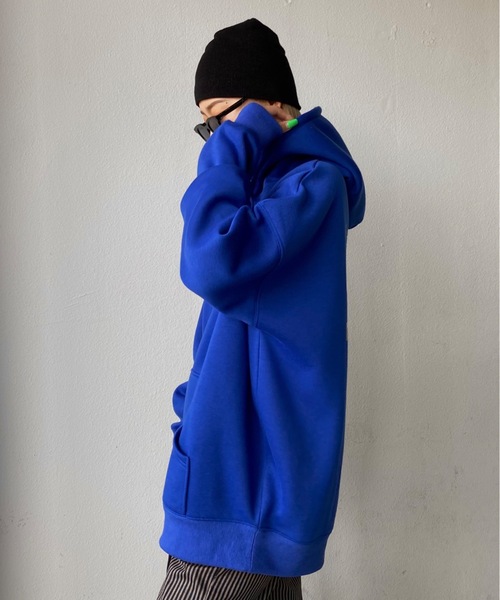 SHAGGIE(シャギー)の「バックメッセージプリントオーバー裏起毛パーカー(パーカー・レディース・グレー/ブルー/ピンク・FREE)」の6枚目の写真